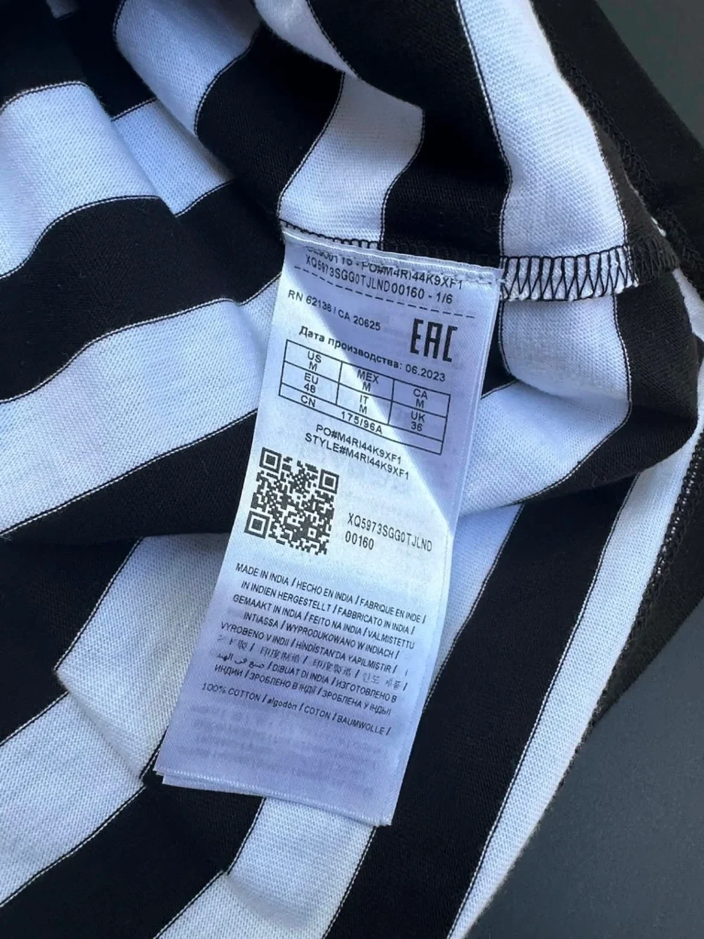 Guess Black & White Striped Crew Tee - Picture 4 of 4